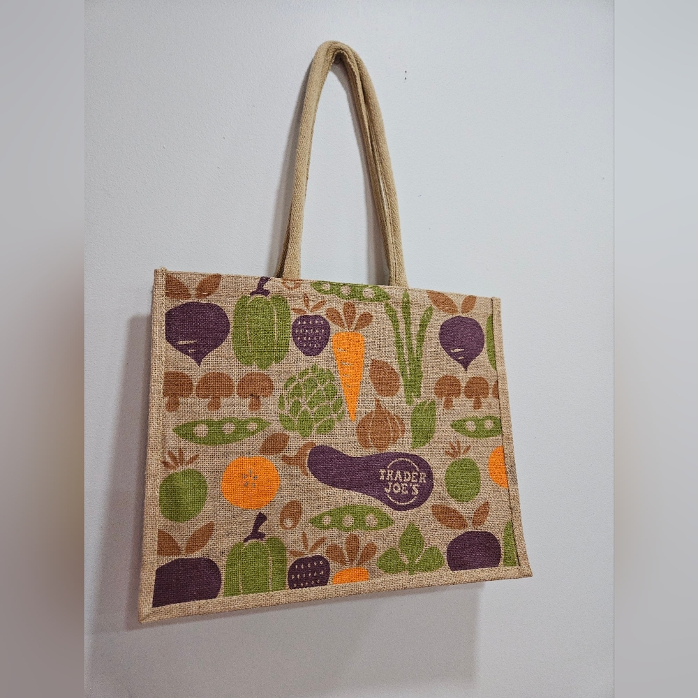 Trader Joe's Reusable Jute Burlap Shopping Tote Bag NEW NWT FAST SHIPPING